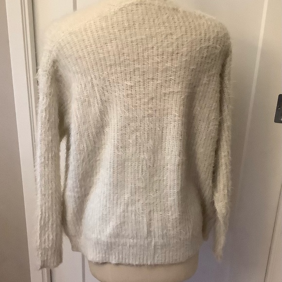 2/$25 R D Style, Fuzzy cardigan knit cable in ivory. Size Small - Picture 2 of 6